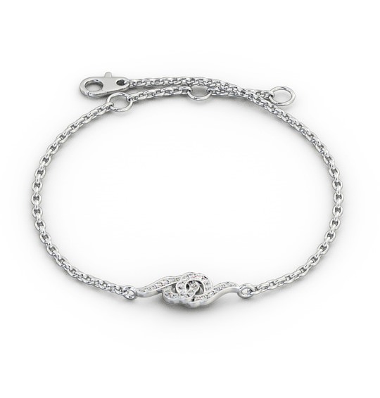 Circle Design Delicate Swirling Diamond Bracelet 9K White Gold BRC6_WG_THUMB2 