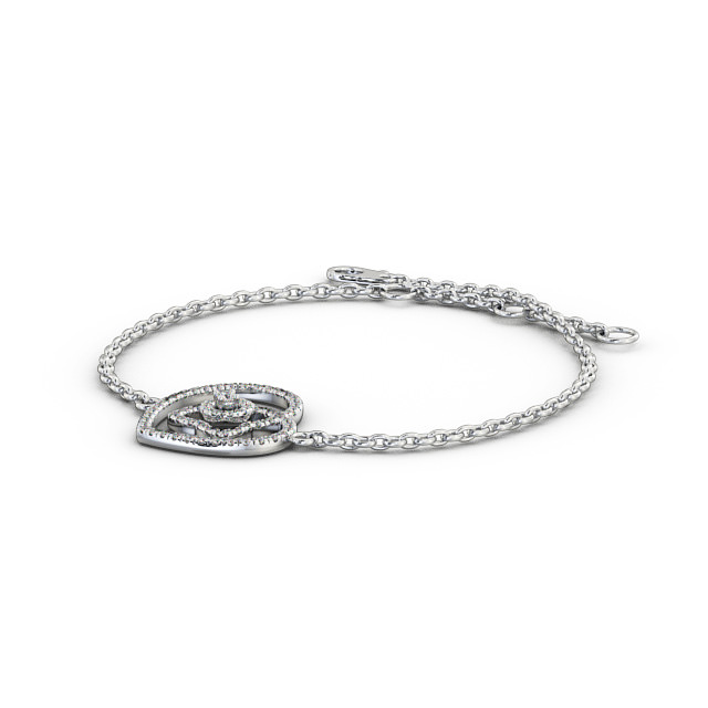 Heart Design Delicate 0.55ct Diamond Bracelet 9K White Gold - Lois BRC8_WG_SIDE