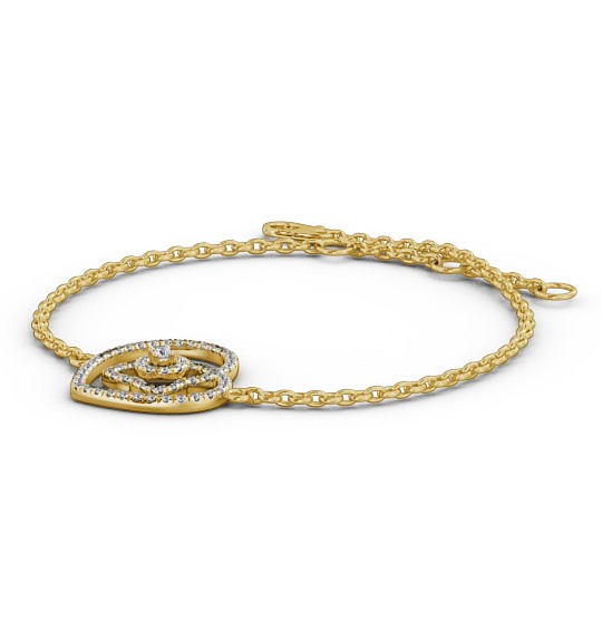 Heart Design Delicate 0.55ct Diamond Bracelet 9K Yellow Gold BRC8_YG_THUMB1 
