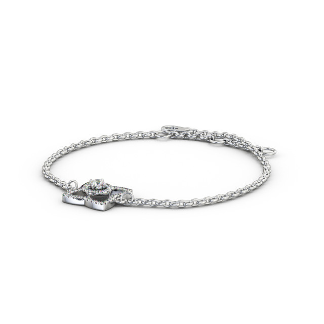 Floral Design Delicate 0.43ct Diamond Bracelet 9K White Gold - Coralie BRC9_WG_SIDE