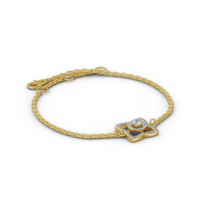 Floral Design Delicate 0.43ct Diamond Bracelet 18K Yellow Gold - Coralie BRC9_YG_FLAT