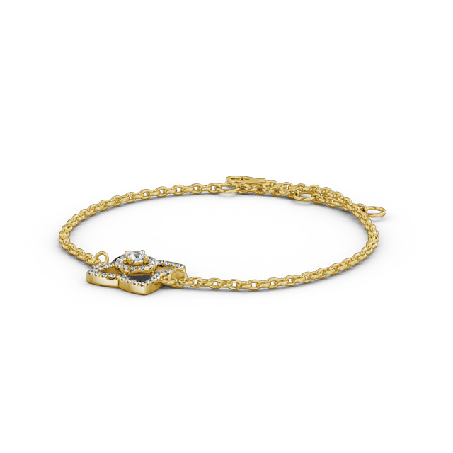 Floral Design Delicate 0.43ct Diamond Bracelet 18K Yellow Gold - Coralie BRC9_YG_SIDE
