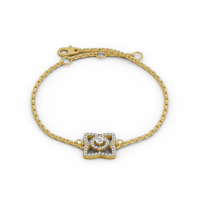 Floral Design Delicate 0.43ct Diamond Bracelet 18K Yellow Gold - Coralie BRC9_YG_UP