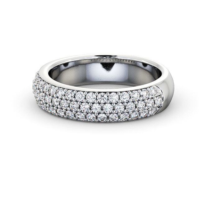 Pave Half Eternity Diamond Ring 9K White Gold - Deveral CL12_WG_FLAT