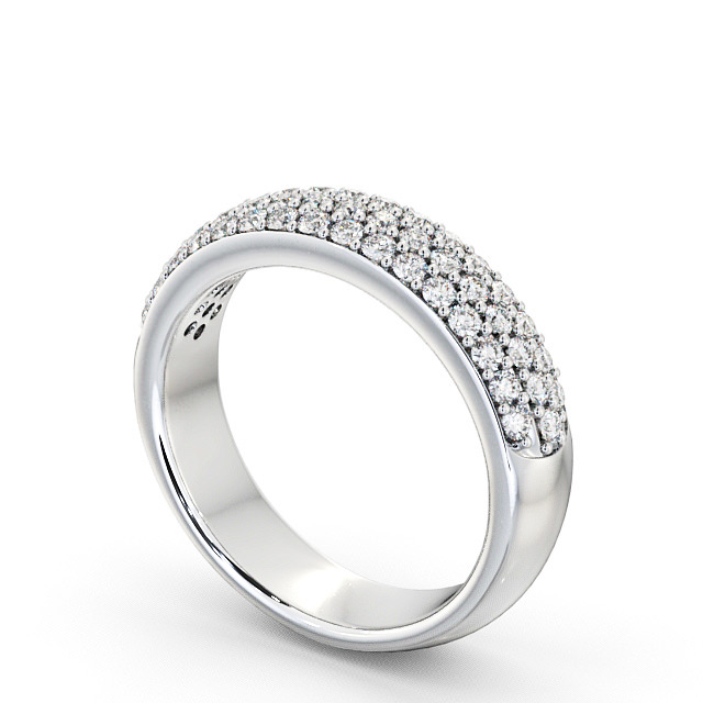 Pave Half Eternity Diamond Ring 9K White Gold - Deveral CL12_WG_SIDE