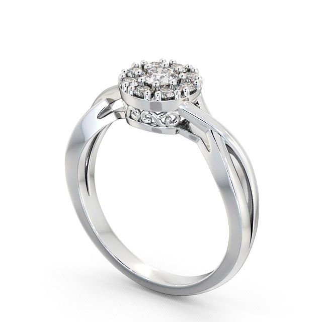 Cluster Diamond Ring 9K White Gold - Ratho CL14_WG_SIDE