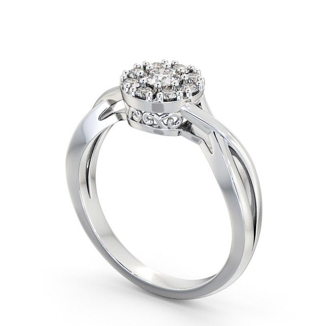 Cluster Diamond Ring 18K White Gold - Ratho CL14_WG_SIDE