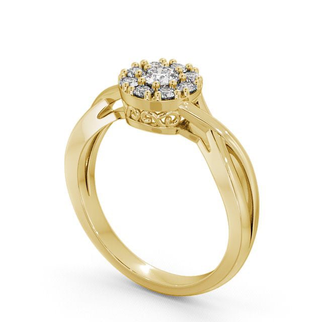 Cluster Diamond Ring 9K Yellow Gold - Ratho CL14_YG_SIDE