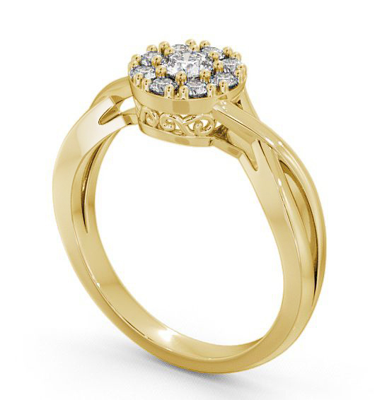 Cluster Diamond Halo Style Ring 18K Yellow Gold CL14_YG_THUMB1