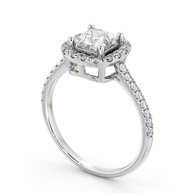 Halo Princess Diamond Engagement Ring Platinum - Valency CL16_WG_SIDE