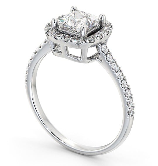 Halo Princess Diamond Dainty Engagement Ring 18K White Gold CL16_WG_THUMB1