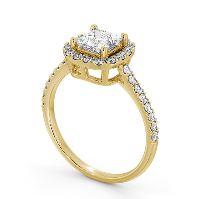 Halo Princess Diamond Engagement Ring 18K Yellow Gold - Valency CL16_YG_SIDE