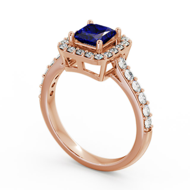 Halo Blue Sapphire and Diamond 1.17ct Ring 18K Rose Gold - Valency CL16GEM_RG_BS_SIDE