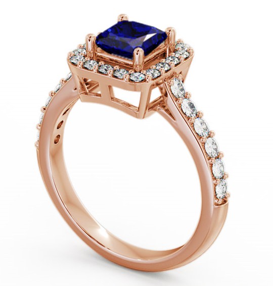 Halo Blue Sapphire and Diamond 1.17ct Ring 9K Rose Gold - Valency CL16GEM_RG_BS_THUMB1