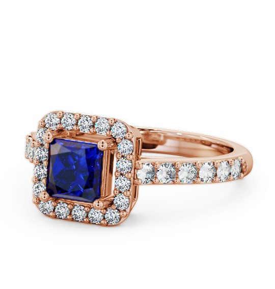 Halo Blue Sapphire and Diamond 1.17ct Ring 18K Rose Gold CL16GEM_RG_BS_THUMB2 