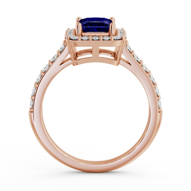 Halo Blue Sapphire and Diamond 1.17ct Ring 9K Rose Gold - Valency CL16GEM_RG_BS_UP