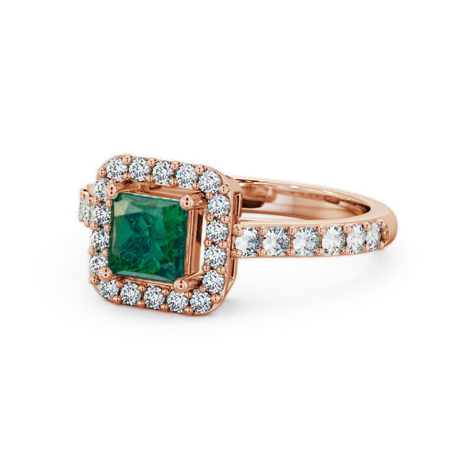 Halo Emerald and Diamond 1.02ct Ring 18K Rose Gold - Valency CL16GEM_RG_EM_FLAT