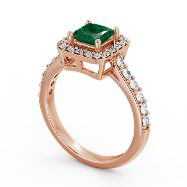 Halo Emerald and Diamond 1.02ct Ring 9K Rose Gold - Valency