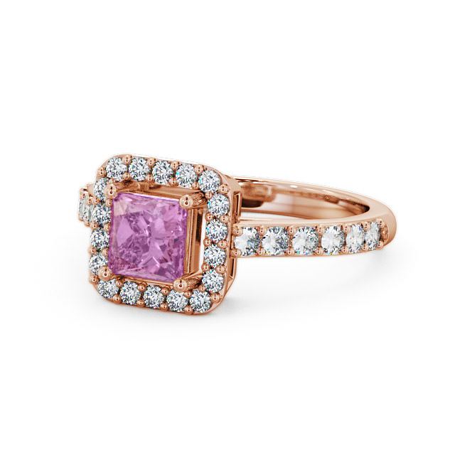 Halo Pink Sapphire and Diamond 1.17ct Ring 9K Rose Gold - Valency CL16GEM_RG_PS_FLAT