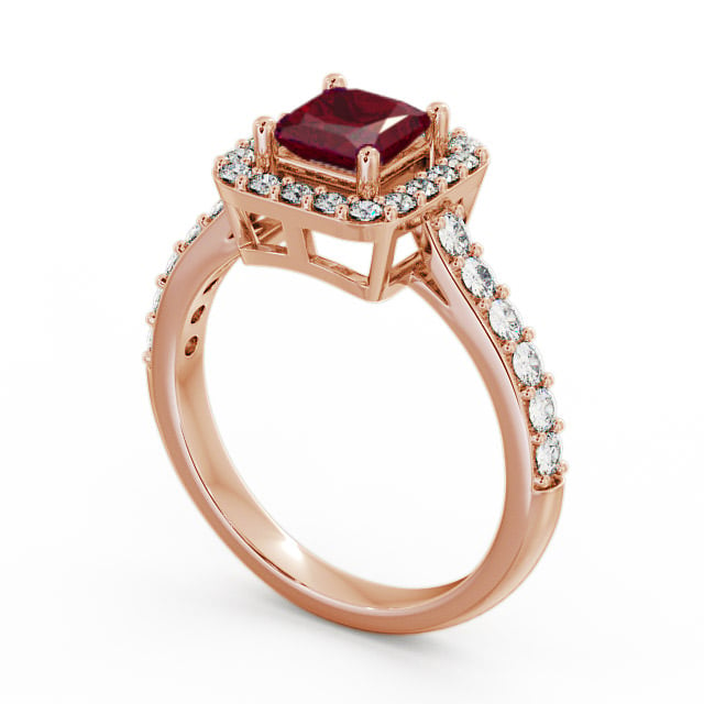 Halo Ruby and Diamond 1.17ct Ring 18K Rose Gold - Valency