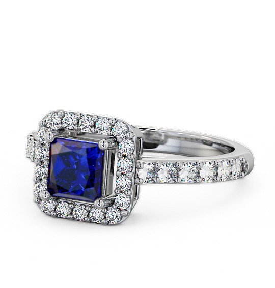  Halo Blue Sapphire and Diamond 1.17ct Ring 9K White Gold - Valency CL16GEM_WG_BS_THUMB2 