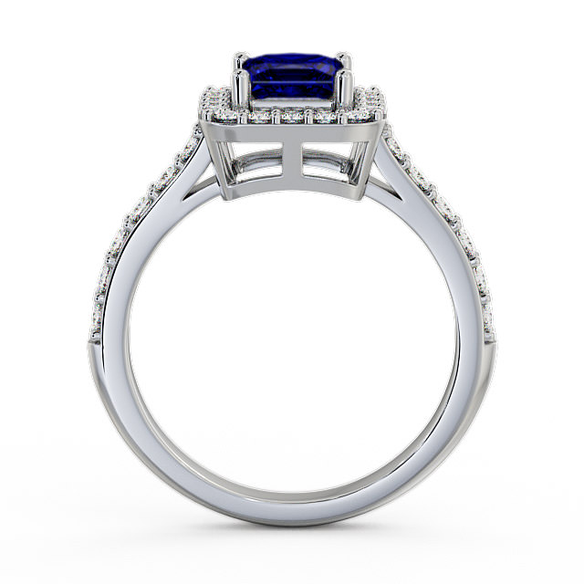 Halo Blue Sapphire and Diamond 1.17ct Ring 18K White Gold - Valency CL16GEM_WG_BS_UP