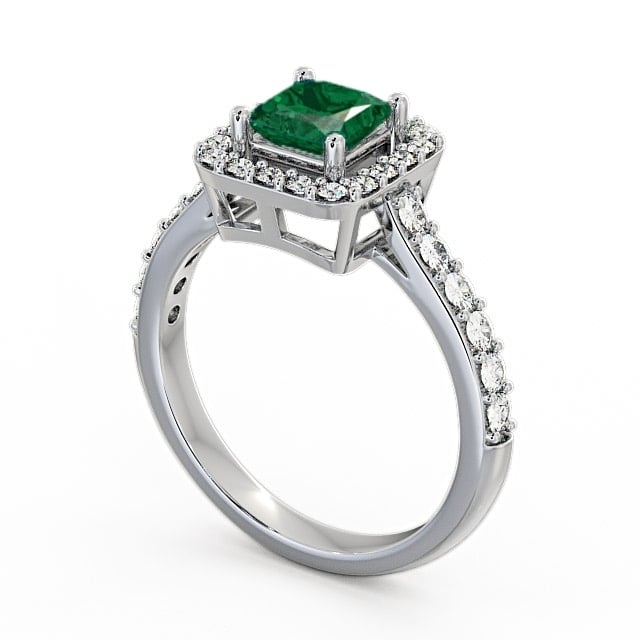 Halo Emerald and Diamond 1.02ct Ring Platinum - Valency CL16GEM_WG_EM_SIDE