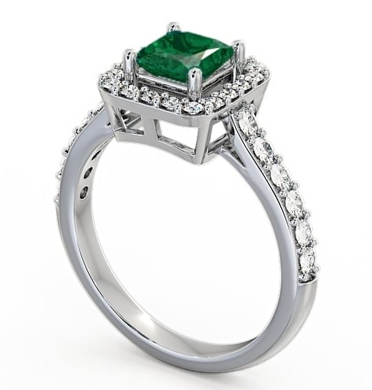 Halo Emerald and Diamond 1.02ct Ring 9K White Gold - Valency CL16GEM_WG_EM_THUMB1