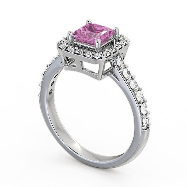 Halo Pink Sapphire and Diamond 1.17ct Ring 9K White Gold - Valency CL16GEM_WG_PS_SIDE