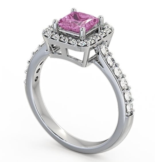 Halo Pink Sapphire and Diamond 1.17ct Ring 18K White Gold - Valency CL16GEM_WG_PS_THUMB1
