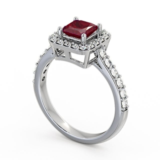 Halo Ruby and Diamond 1.17ct Ring 18K White Gold - Valency