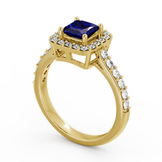 Halo Blue Sapphire and Diamond 1.17ct Ring 18K Yellow Gold - Valency CL16GEM_YG_BS_SIDE