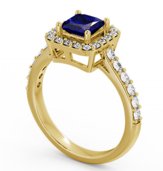 Halo Blue Sapphire and Diamond 1.17ct Ring 9K Yellow Gold CL16GEM_YG_BS_THUMB1