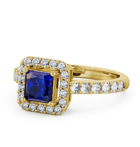  Halo Blue Sapphire and Diamond 1.17ct Ring 9K Yellow Gold - Valency CL16GEM_YG_BS_THUMB2 