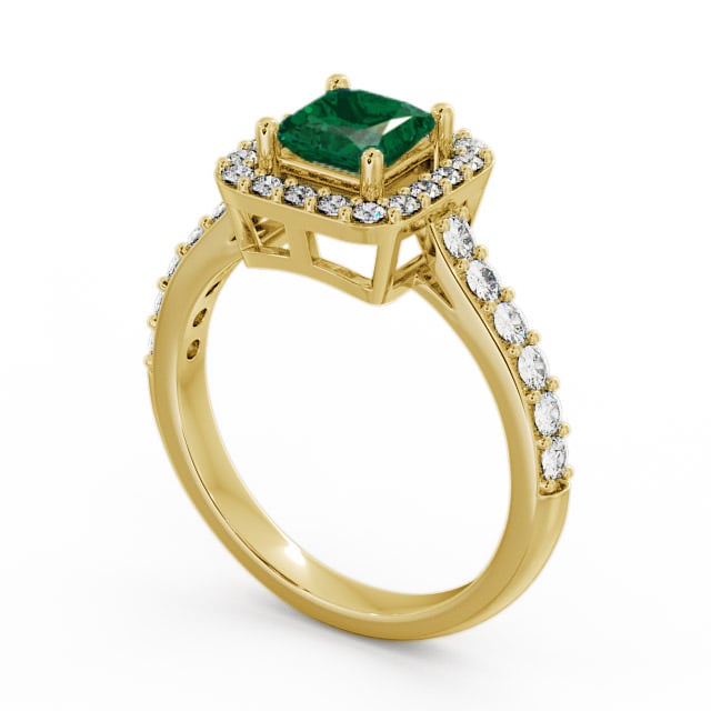Halo Emerald and Diamond 1.02ct Ring 18K Yellow Gold - Valency