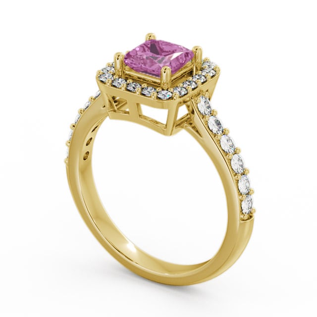 Halo Pink Sapphire and Diamond 1.17ct Ring 18K Yellow Gold - Valency CL16GEM_YG_PS_SIDE