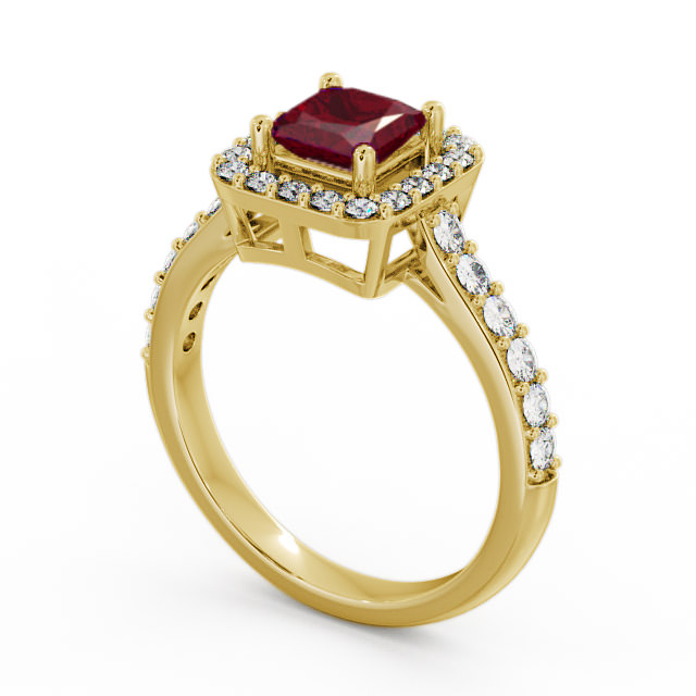 Halo Ruby and Diamond 1.17ct Ring 9K Yellow Gold - Valency CL16GEM_YG_RU_SIDE