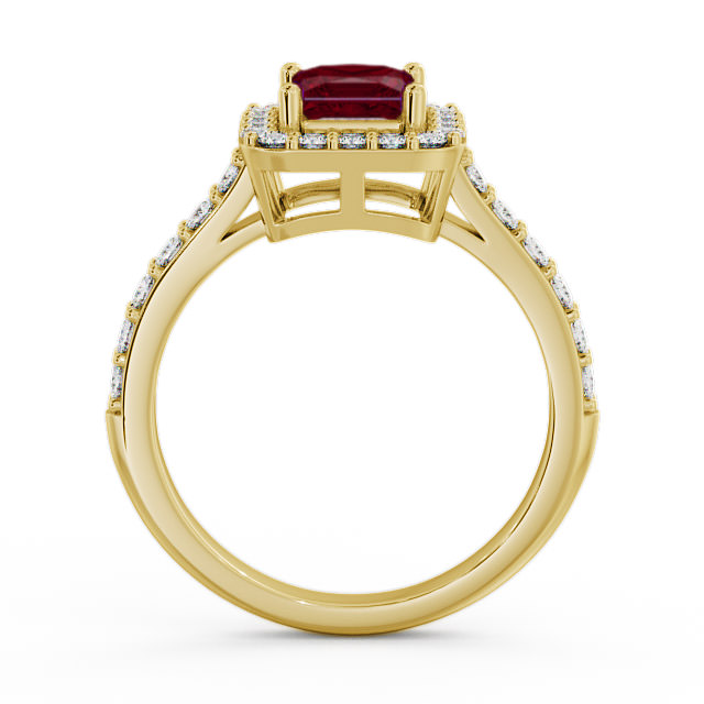 Halo Ruby and Diamond 1.17ct Ring 18K Yellow Gold - Valency CL16GEM_YG_RU_UP