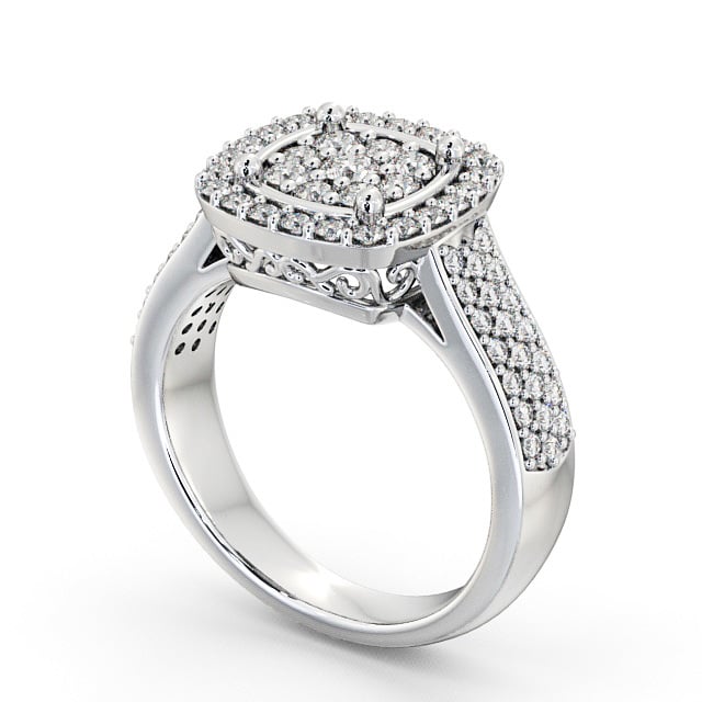 Cluster Diamond 0.75ct Ring 18K White Gold - Maghera CL18_WG_SIDE