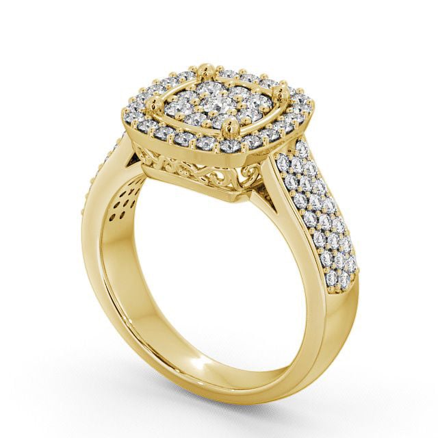Cluster Diamond 0.75ct Ring 9K Yellow Gold - Maghera CL18_YG_SIDE