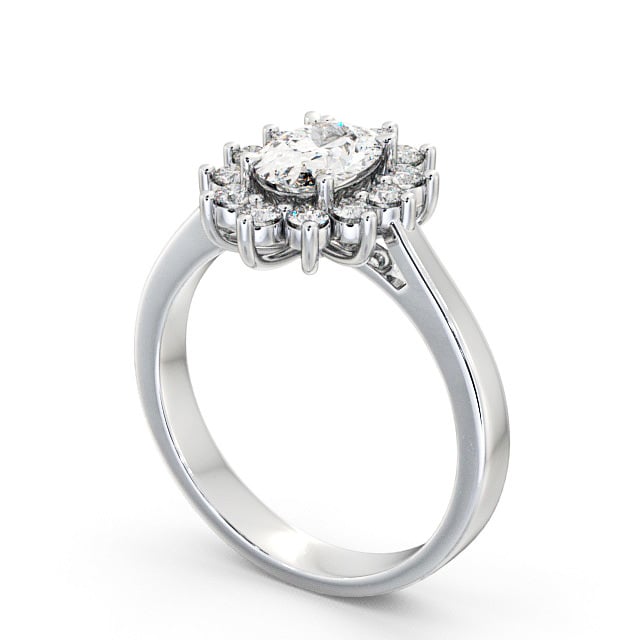 Cluster Oval Diamond Ring Platinum - Ailstone CL1_WG_SIDE