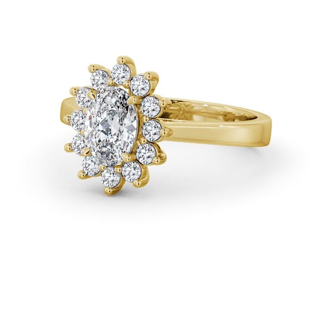 Cluster Oval Diamond Ring 18K Yellow Gold - Ailstone CL1_YG_FLAT