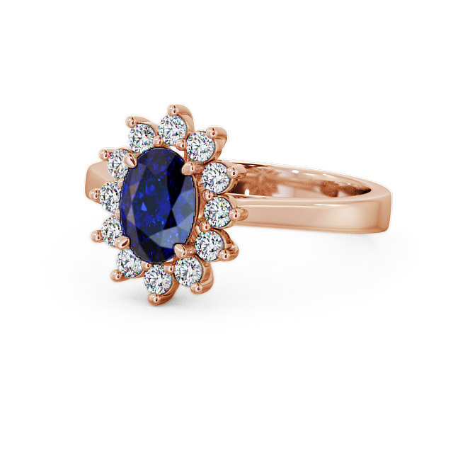 Cluster Blue Sapphire and Diamond 1.42ct Ring 9K Rose Gold - Ailstone CL1GEM_RG_BS_FLAT