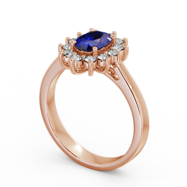 Cluster Blue Sapphire and Diamond 1.42ct Ring 18K Rose Gold - Ailstone CL1GEM_RG_BS_SIDE