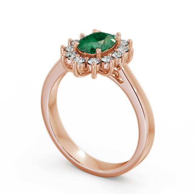 Cluster Emerald and Diamond 1.27ct Ring 18K Rose Gold - Ailstone CL1GEM_RG_EM_SIDE