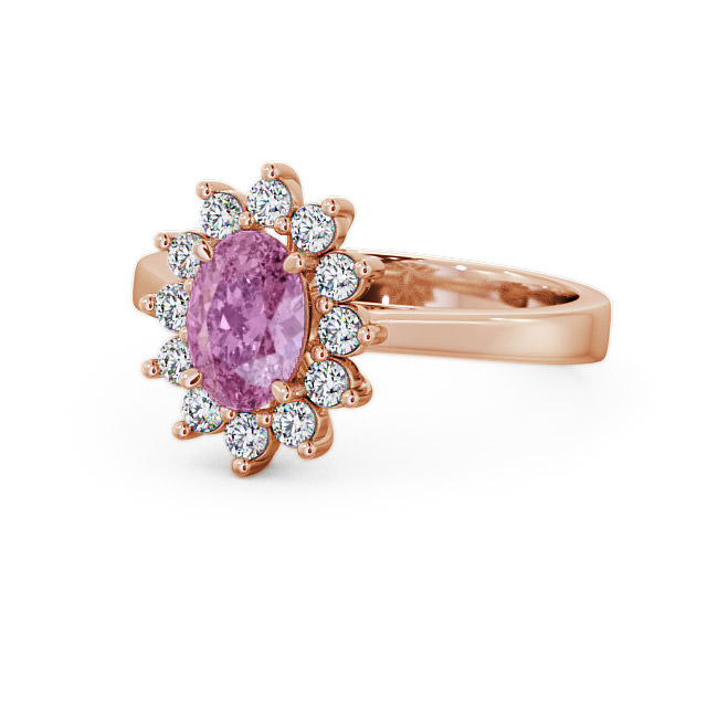 Cluster Pink Sapphire and Diamond 1.42ct Ring 9K Rose Gold - Ailstone CL1GEM_RG_PS_FLAT