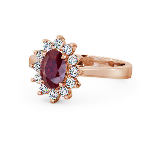 Cluster Ruby and Diamond 1.42ct Ring 18K Rose Gold - Ailstone CL1GEM_RG_RU_FLAT