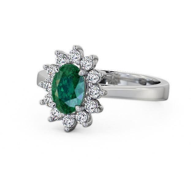 Cluster Emerald and Diamond 1.27ct Ring 9K White Gold - Ailstone CL1GEM_WG_EM_FLAT