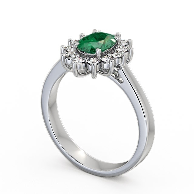 Cluster Emerald and Diamond 1.27ct Ring 9K White Gold - Ailstone CL1GEM_WG_EM_SIDE