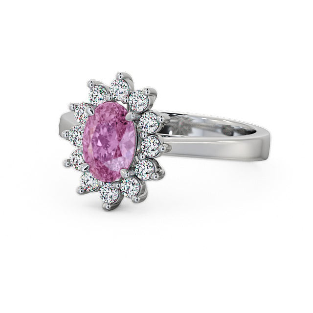 Cluster Pink Sapphire and Diamond 1.42ct Ring 18K White Gold - Ailstone CL1GEM_WG_PS_FLAT